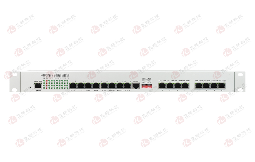 飛暢科技-32路電話+16E1+4FE+4GE+2路數(shù)據(jù)+SNMP+console（19英寸，物理隔離）電話光端機(jī)